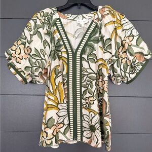 Entro Green and Yellow Floral Blouse
